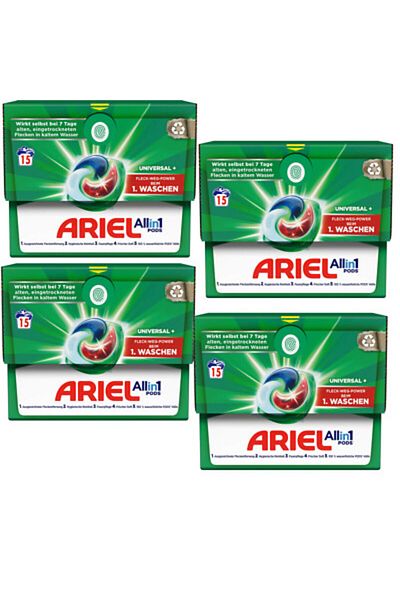 Ariel 4x Ariel Allin1 Capsule Detergent de rufe universal 15 spălări Rufe curate