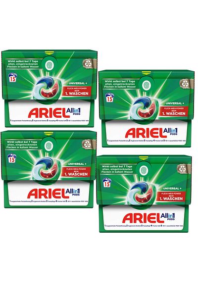 Ariel 4x Ariel Allin1 Capsule Detergent de rufe universal 15 spălări Rufe curate