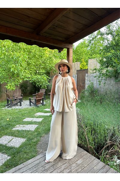 MY LİKA Modal Fabric Front Giped Oversize Suit