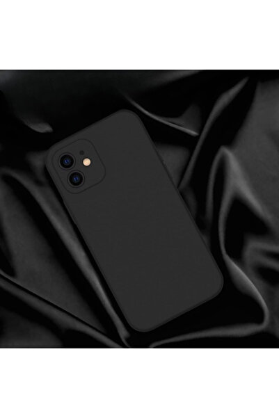 OEM Husă din silicon pentru iPhone 12 cu interior din microfibră și protecție pentru cameră - Neagră