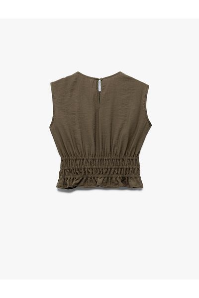 Koton New Season Viscose Fabric Gathered Gipeli Crew Neck Sleeveless Blouse