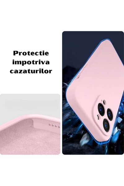 OEM Husă pentru iPhone 14 PRO din silicon cu interior din microfibră și protecție pentru cameră - Roz