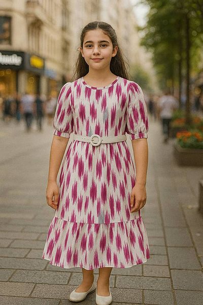 ARBİ kids Rochie de vară cu model din țesătură împachetată pentru fete