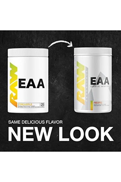 RAW EAA Amino Acids Powder, Pineapple (25 Servings) - Pre Workout Amino Energy Powder for Strength,