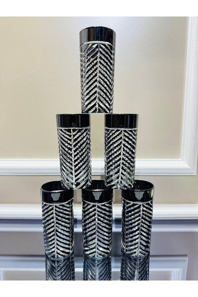 EVRA El İşi Siyah Renk Balık Sırtı Kahve Yanı Su Bardağı