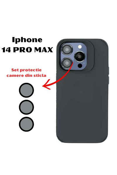 Apple Carcasă din silicon pentru iPhone 14 Pro Max cu set de protecție din sticlă pentru cameră inclus - Negru