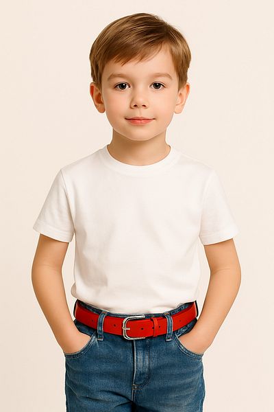 Çantacım Children's Belt Leather Jeans and Fabric Trousers