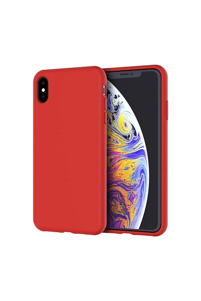 OEM Compatible iPhone XS MAX case made of velvety silicone with microfiber interior - Red