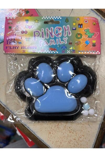 Modarana Dev Pati Squishy Taba Squishy Kedi Pati Sıkma 14 cm Pullu Pati Sukuşi Beyaz Mavi