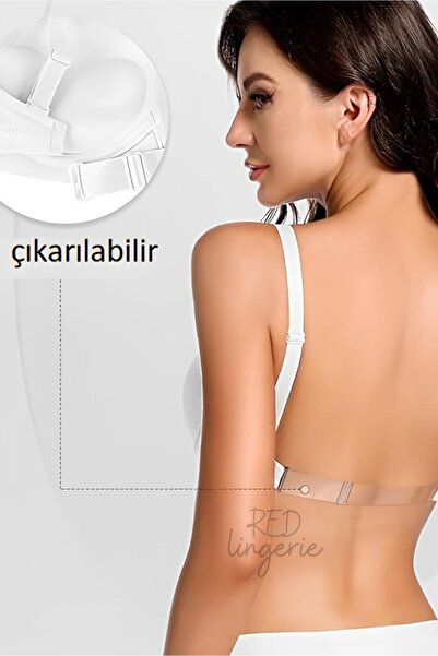 red iç giyim Strapless Transparent Bra - Supported and Suitable for Wedding/Engagement/Kina