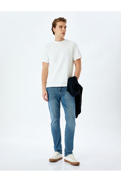 Koton New Season Cotton Buttoned Slim Fit Jean Trousers - Brad Jean