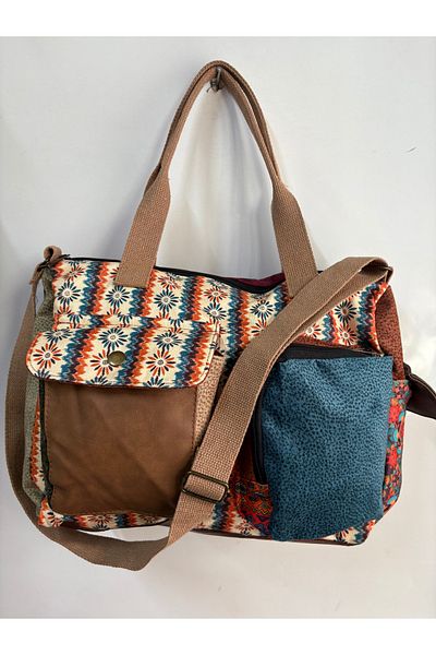 Street Bag Patchwork Etnic Autentic Boem Geantă de umăr Geantă de mână Utilizare zilnică Utilizare în călătorie Geantă de poștaș