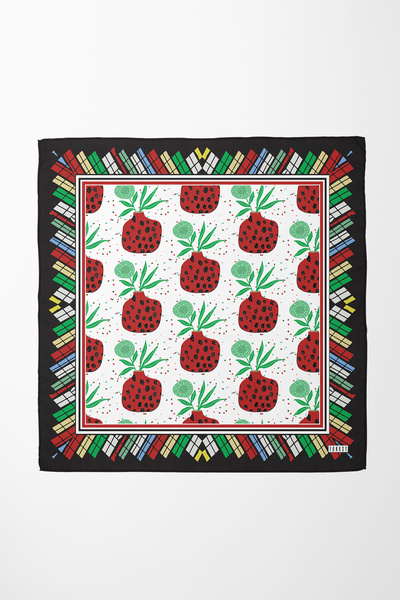 Sozakko وشاح نسائي من قماش التويل النباتي بالفواكه الحمراء