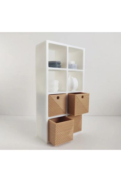 CharmFancy 1/12 Scale Cabinet Box with Shelf Miniature Diorama Goods Accessory Model