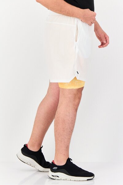 adidas Men Slim Fit 7 Inseam 2 in 1 Training Shorts, White