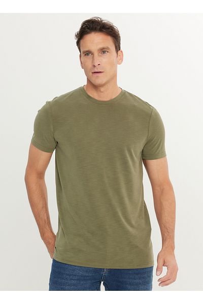 ALTINYILDIZ CLASSICS Altınyıldız Classics Crew Neck Plain Khaki Men's T-Shirt Ace091252301_Hak