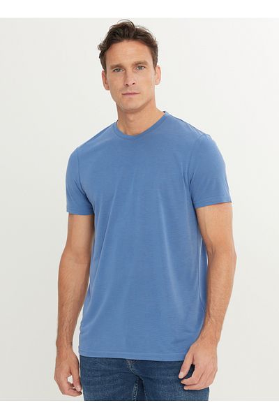 ALTINYILDIZ CLASSICS Ανδρικό μπλουζάκι Six Star Classics Crew Neck Plain Indigo ACE091252301_IND