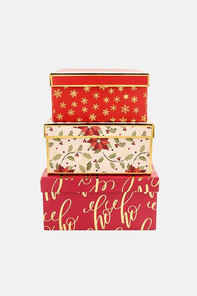 Votum 3 Piece Allover Printed Gift Box, Multicolor