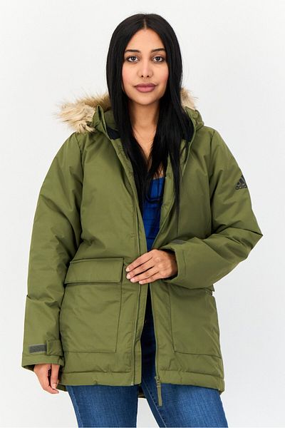 adidas Women Sportswear Fit Long Sleeve Outdoor Jacket, Olive