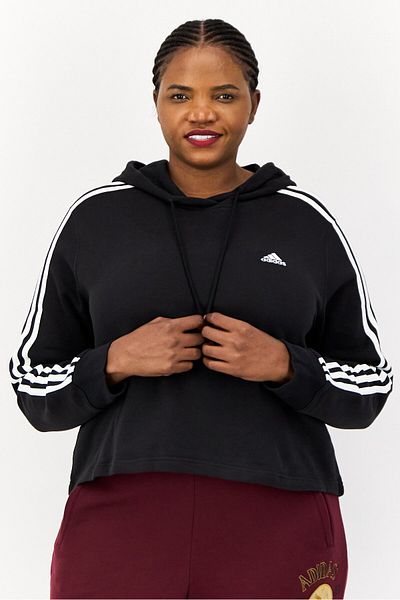 adidas Women Plus Size Long Sleeve Outdoor Hoodie, Black