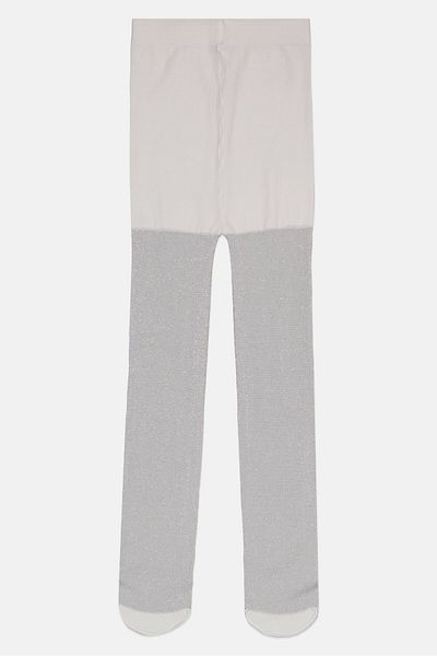 Fox Toddlers Girl Glittered Pull On Tights, Grey