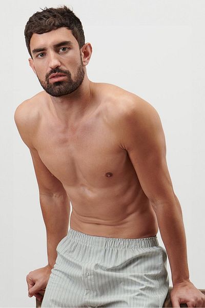 Tchibo Men 2pcs Stripe Boxer Shorts, Sage Green