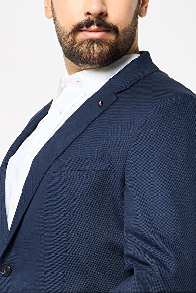 Tommy Hilfiger Men Tailored Fit Long Sleeves Plain Semi Formal Blazer, Navy