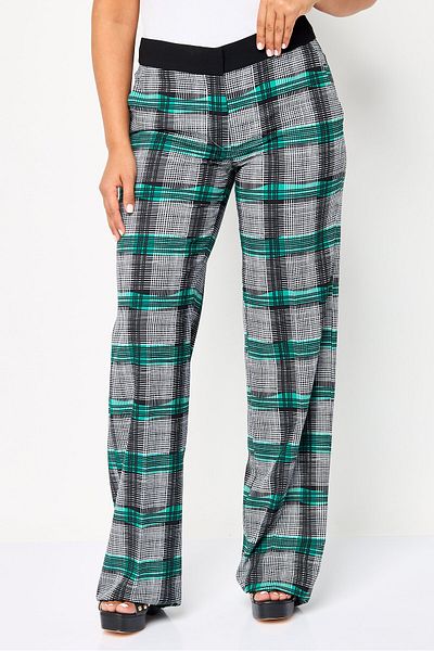 Harmont & Blaine Women Regular Fit Plaid Palazzo Pants, Multicolor