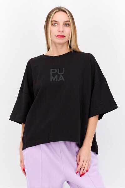 Puma بلوزة رياضية نسائية للتمرين، باللون الأسود