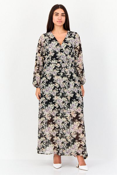 Notations Women Floral Print Maxi Dress, Multicolor