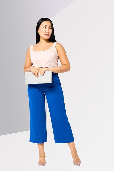 Harmont & Blaine Women Regular Fit Textured Straight Leg Pants, Blue