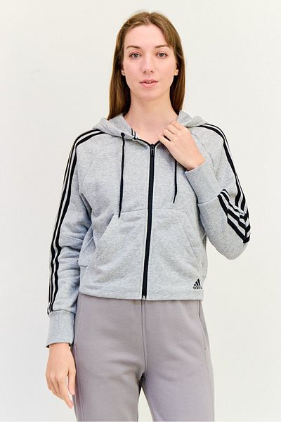 adidas Women Sportswear Fit Long Sleeve Outdoor Hooded Sweatshirt, Grey