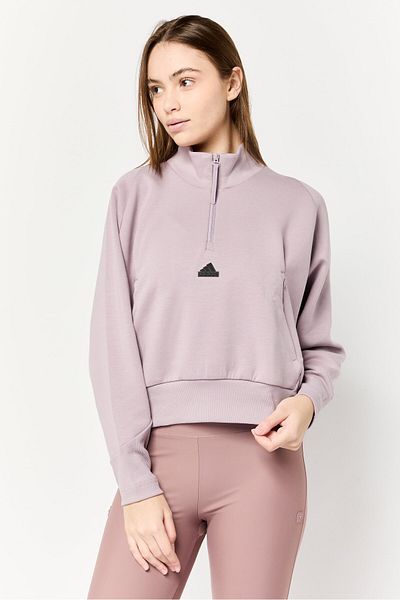 adidas Women Sportswear Fit Half Zip Outdoor Sweatshirt, Mauve