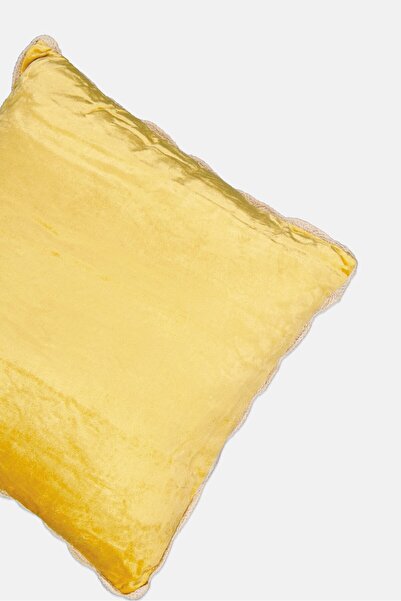 Unique Living Velvet Sascha Cushion, Bamboo Yellow