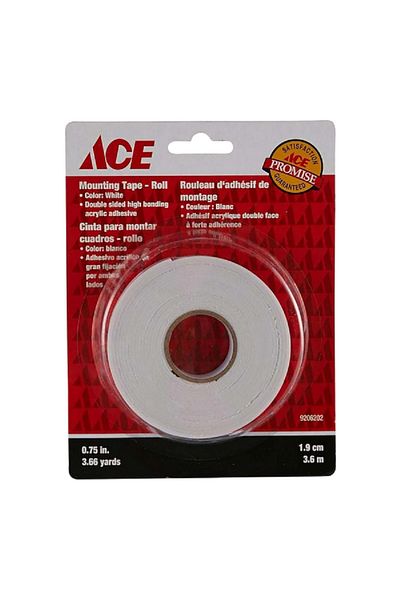 ACE Double Sided Strong Acrylic Adhesion Mounting Tape Roll White 0.75inch