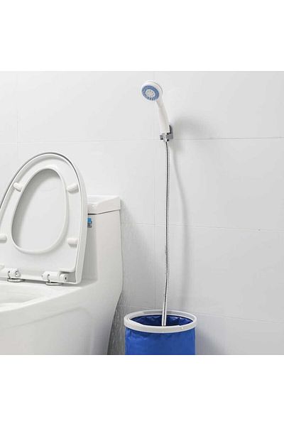Generic Portable camping shower with built-in tap, USB, 11 x 8x 8 cm, White/Black