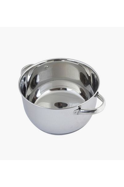 Home Box Stainless Steel Casserole with Induction Bottom & Glass Lid – 6.2L
