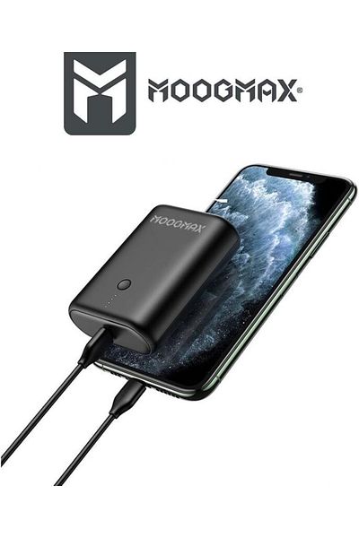 MOOGMAX Wave Max - Power Bank Smaller than Card with 10000mAh Capacity, Dual USB & Type-C Outputs, Fast Char