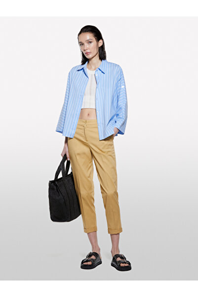 Sisley Women's Paper Bag Stretch Cotton Cigarette Pants