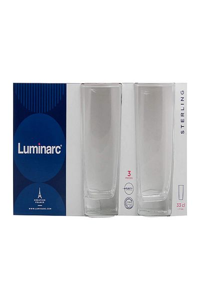 Luminarc 3-Piece Premium Quality Sterling Glass Tumblers Clear 330ml