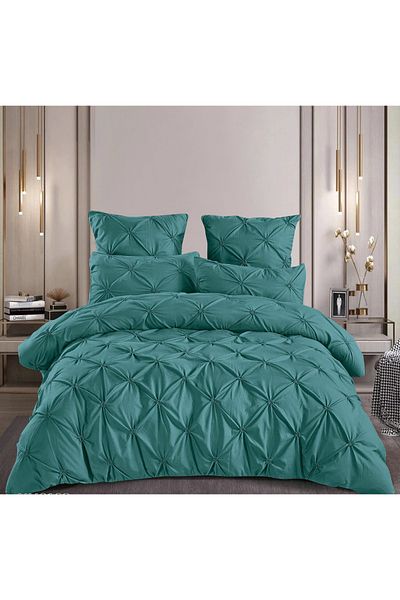 CHIRASO CHIRASO bed linen, FINET, 6 pieces, fitted sheet 180x200 cm, 4 pillowcases, dark green