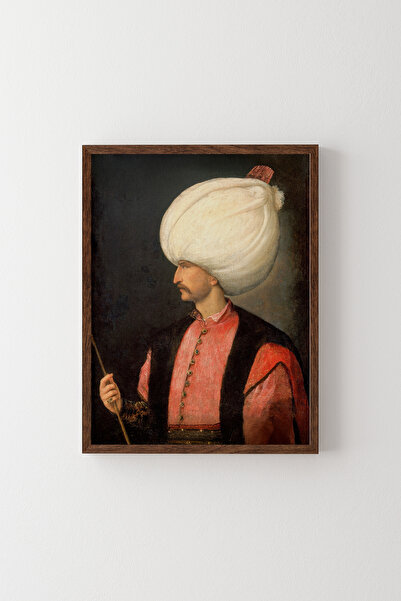 epiqart Kanuni Sultan Süleyman - Ahşap Desenli Çerçeve