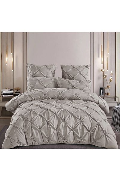 CHIRASO CHIRASO bed linen, FINET, 6 pieces, fitted sheet 180x200 cm, 4 pillowcases, light gray