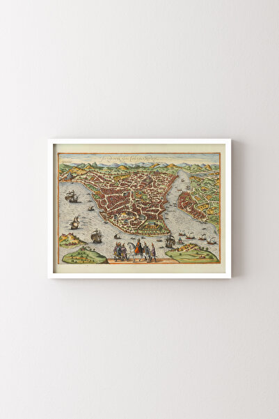 epiqart Istanbul Map - White Frame