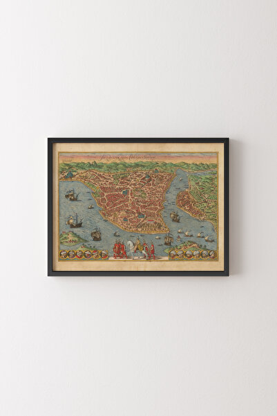 epiqart 1572 İstanbul Haritası - Siyah Çerçeve