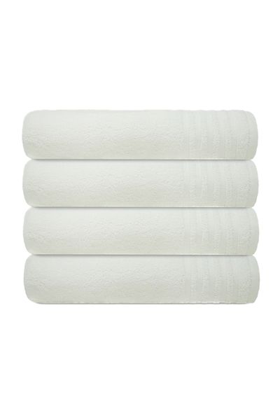 Trident : 4Piece 100 Cotton Smart Twist Bath Towel Set White 70x130cm