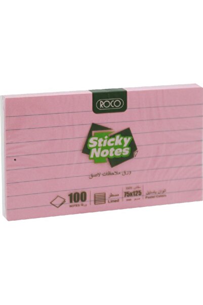 Roco Lined Self-Stick Notes – 100 Sheets, 75 x 125 mm, Pink