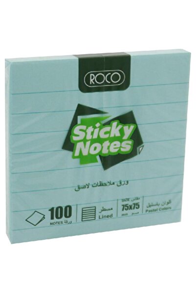 Roco ملاحظات ذاتية اللصق مُسطّرة - ١٠٠ ورقة، ٧٥ × ٧٥ مم، أزرق