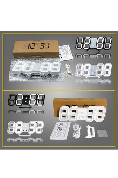 Primo Plus 3d Digital Led Clock Electronic Table Clock ( White)