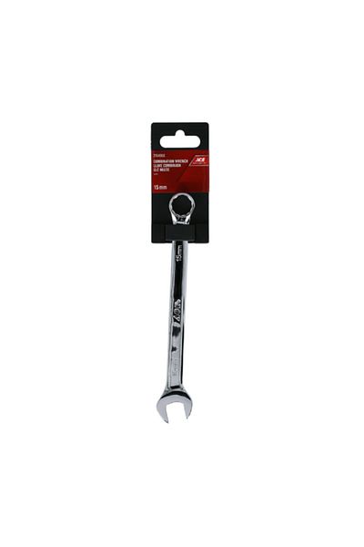 ACE Non-Slip Comfort Grip Ergonomic Handle Combination Wrench Silver 15mm